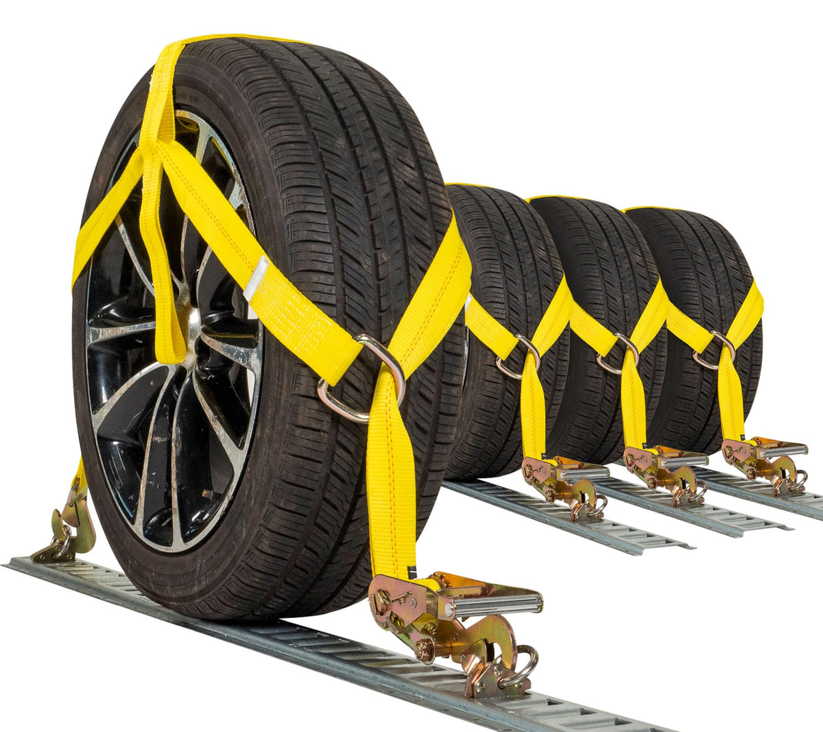 US Cargo Control front pack showing four adjustable tow-dolly straps, durable hauling solution