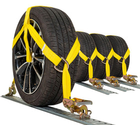 US Cargo Control front pack showing four adjustable tow-dolly straps, durable hauling solution