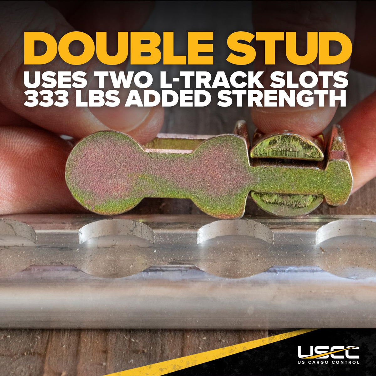 US Cargo Control installed double stud fitting on L track rail for stability