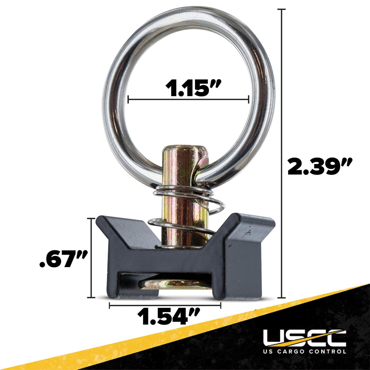 US Cargo Control rotating ring angled to illustrate 360-degree movement and strap alignment