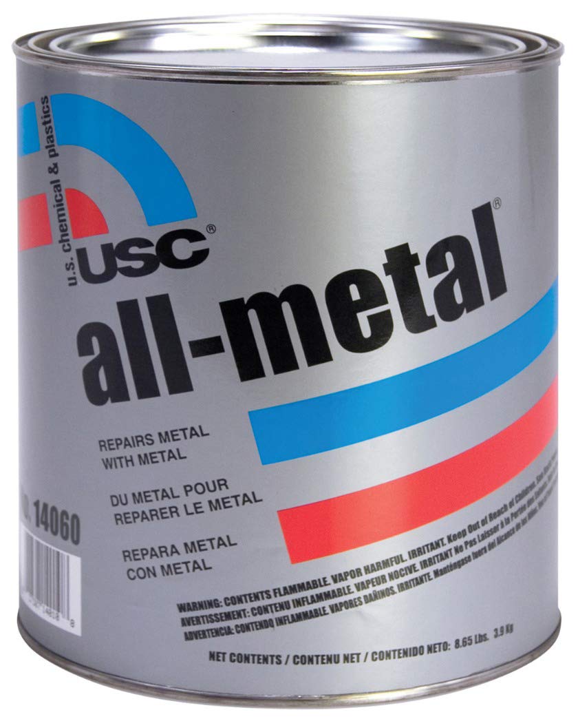 U.S. Chemical & Plastics All-Metal quart front view showing label and product benefit of durable metal-like finish