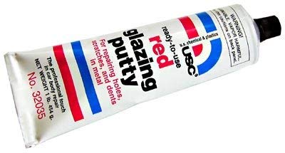 U.S. Chemical red glazing putty tube, ready-to-use for smooth, sandable repairs
