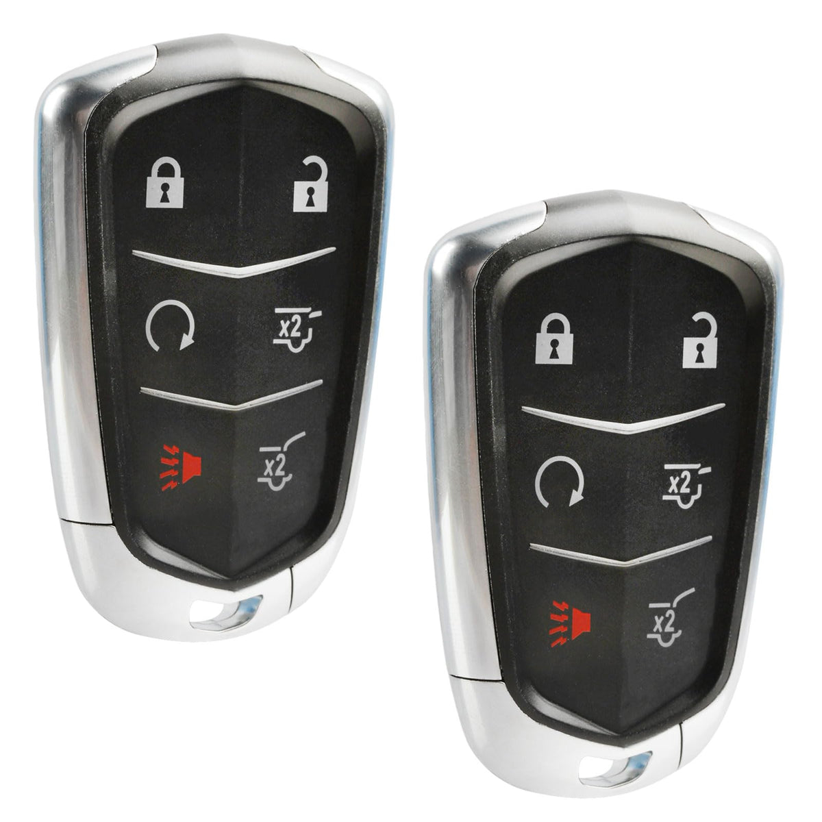 USARemote front view showing two HYQ2AB fobs and visible buttons for easy identification