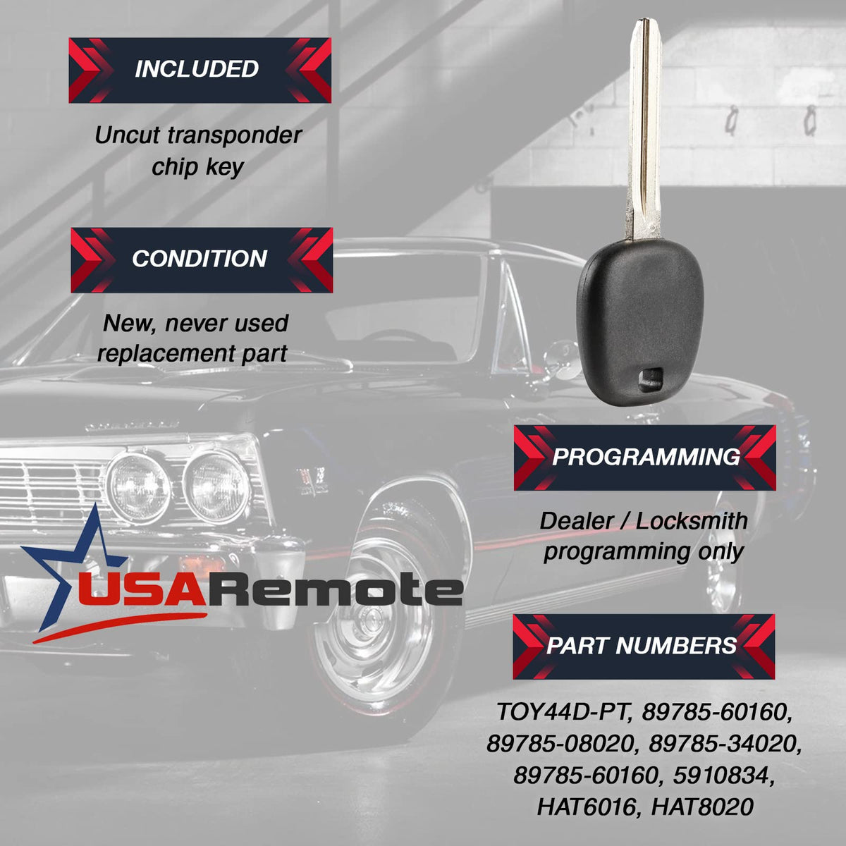 USARemote key and fob next to ruler for scale and size reference