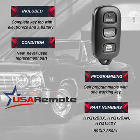 USARemote key fob back with battery compartment open for easy replacement