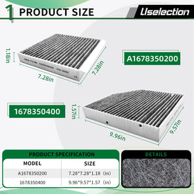Uselection cabin filter close-up showing activated carbon layer, reduces odors