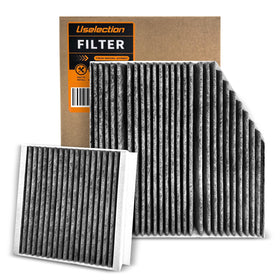 Uselection front packaging showing cabin and engine filters, ensures correct replacement