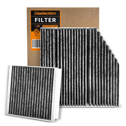 Uselection front packaging showing cabin and engine filters, ensures correct replacement
