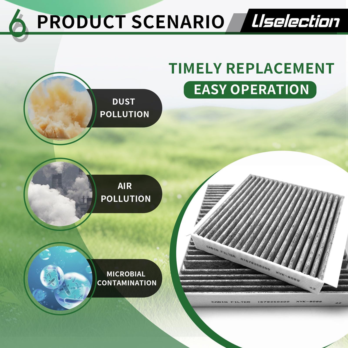 Uselection product labels showing OEM reference numbers, aids fitment verification