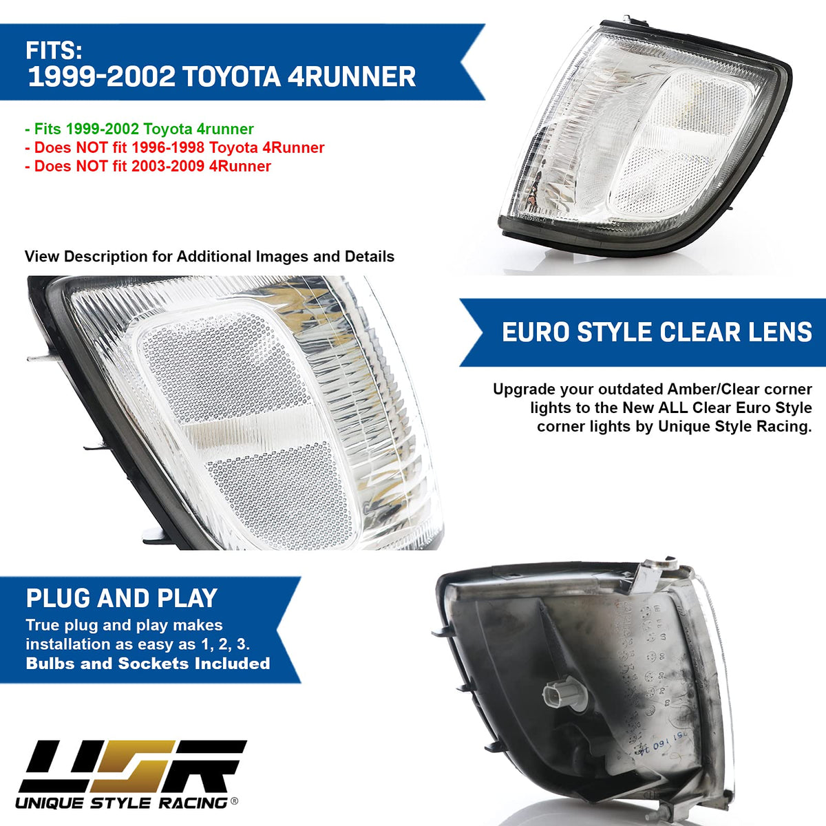USR DEPO corner lights installed on 4Runner showing improved front look benefit