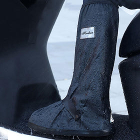 USHTH folded overshoes in pouch for compact storage and travel convenience