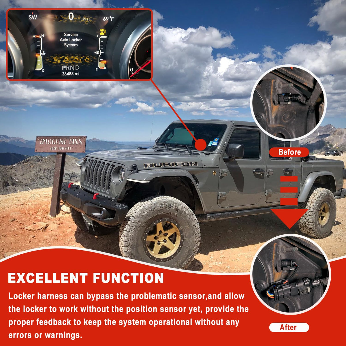 Ussuray harness installed inline at axle showing easy plug-and-play convenience