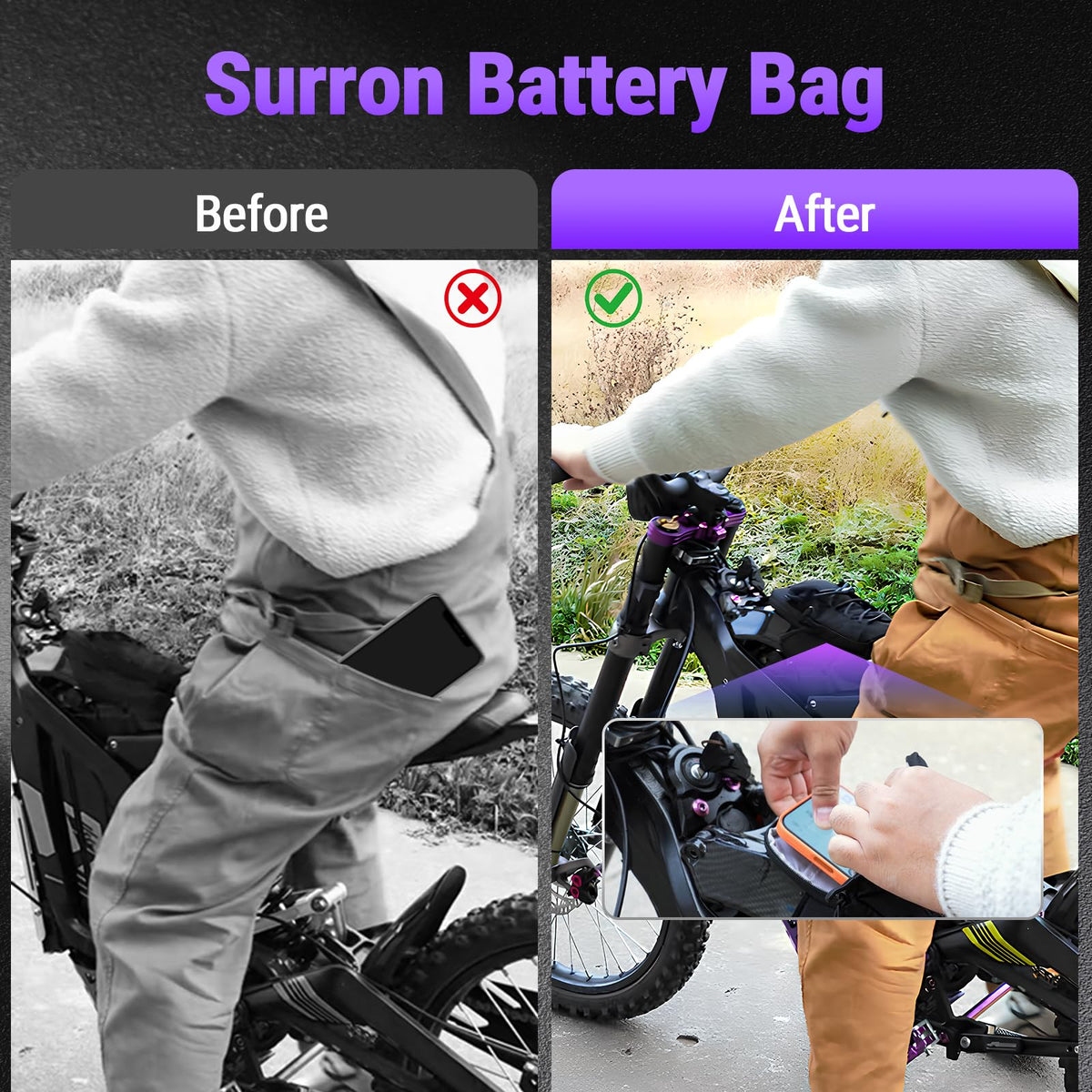 USTPO dual zippered compartments open showing organized storage for phone and tools