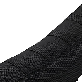 USTPO rider on trail with installed cover showing comfort and control benefit