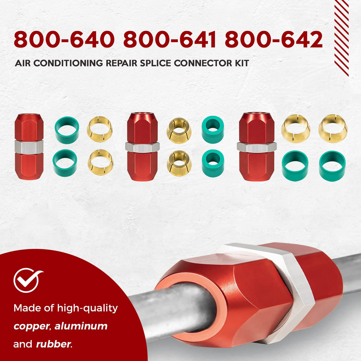 usvehj material close-up showing copper, aluminum and rubber for durable repair