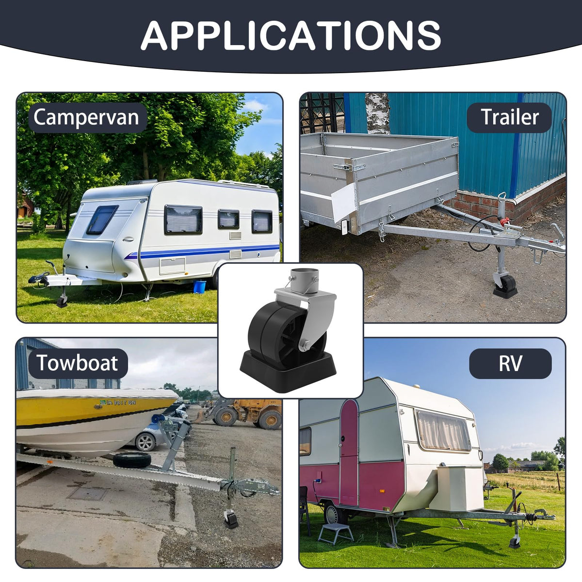 USYATO trailer in use with wheel and chock demonstrates smoother maneuvering and safety