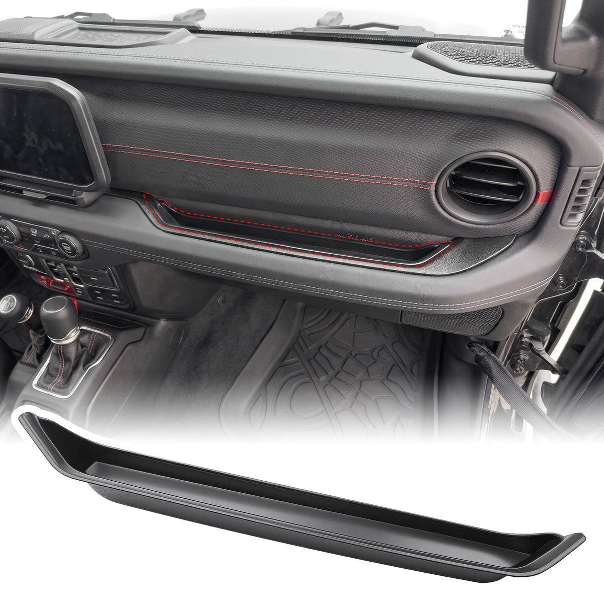 Utiiy installed front view showing neat passenger-side storage benefit