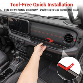 Utiiy tray in Jeep interior lifestyle shot showing convenient access benefit