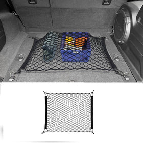 Utiiy front view of trunk net showing full fit and tidy cargo