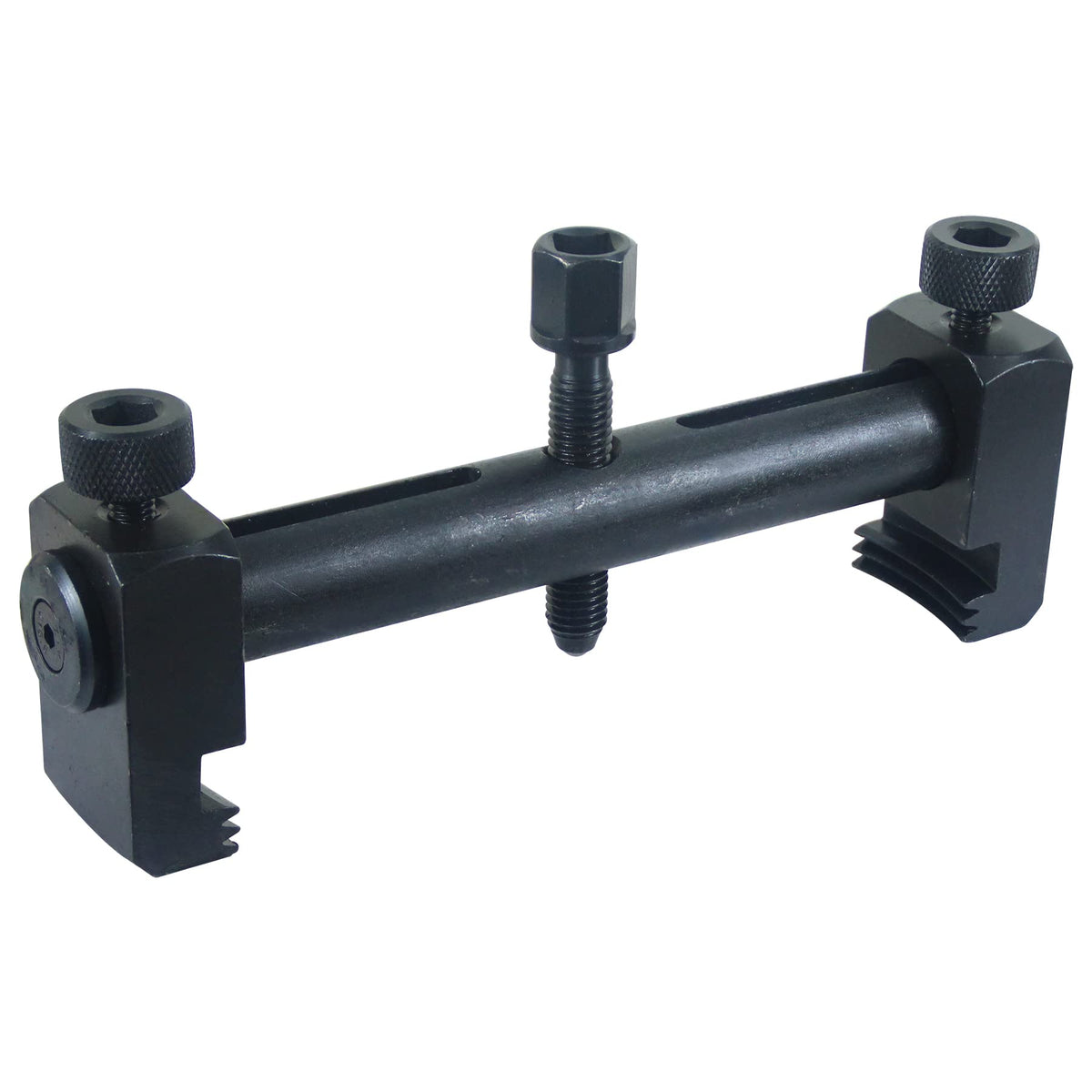 UTMALL tool in use on A/C pulley showing safe, centered extraction benefit