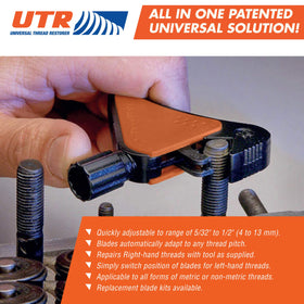 UTR engaged on an automotive bolt demonstrating fast on-vehicle thread repair and time saving