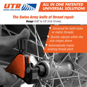 UTR beside a wrench for size comparison showing compact design that fits mechanics’ toolkits