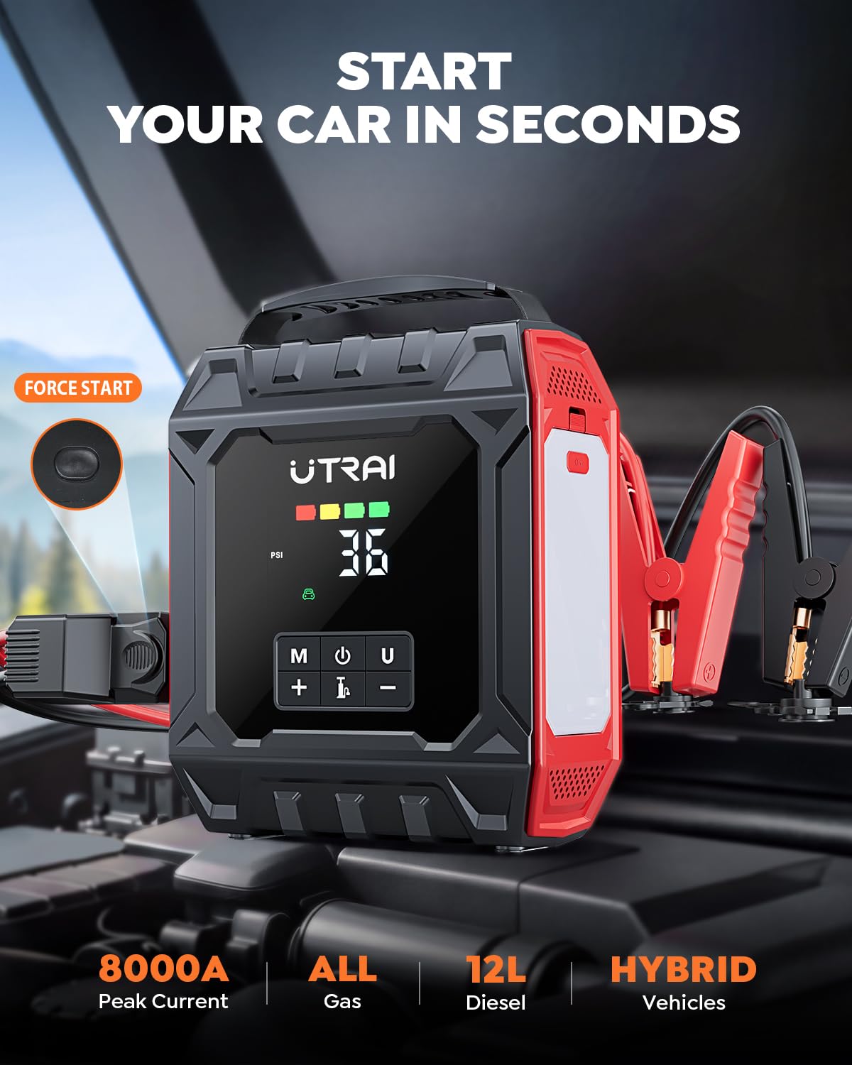 UTRAI detachable magnetic 1000LM light attached to hood providing hands-free illumination.