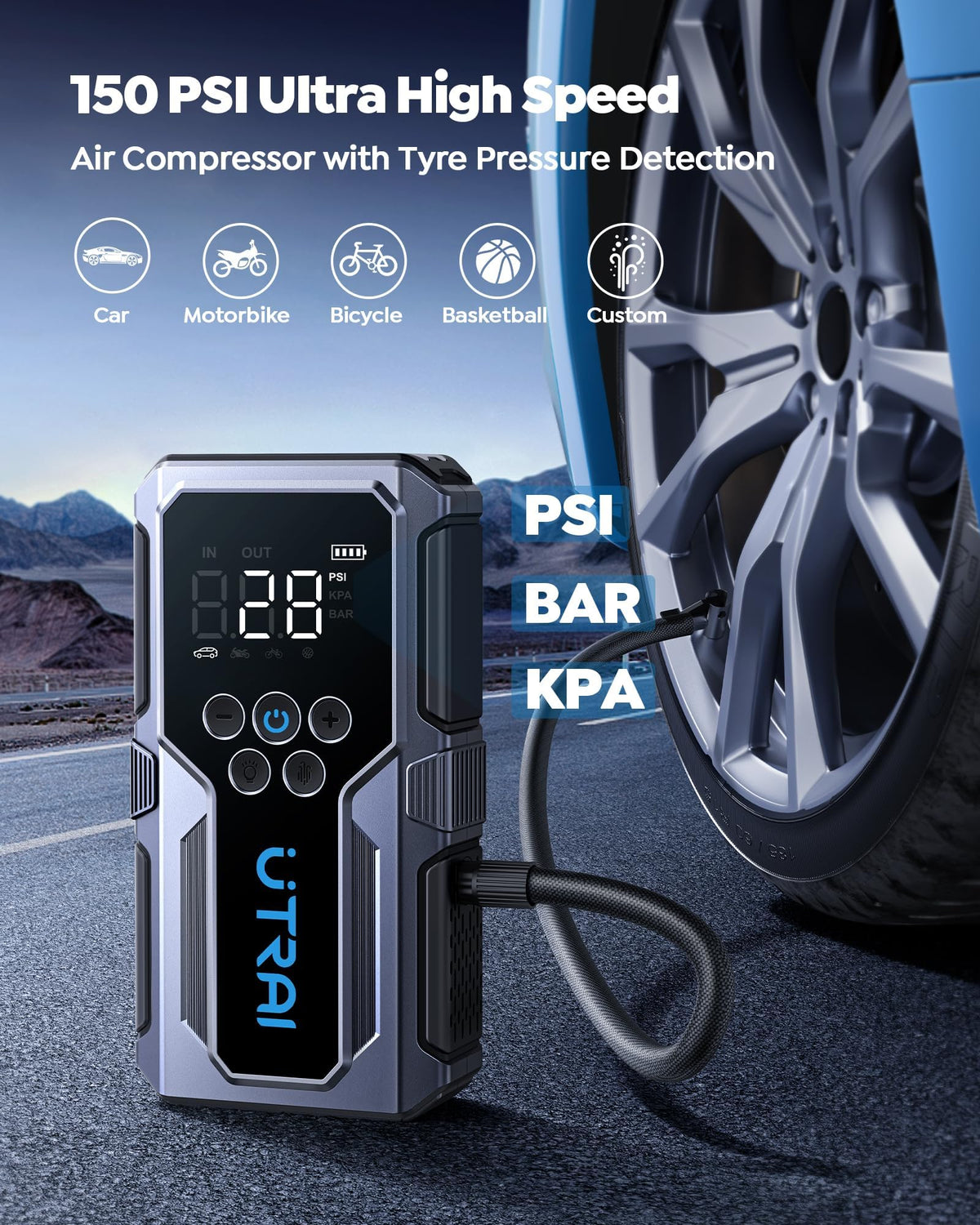 UTRAI JS-9 smart jumper clamps connected to battery with safety indicator for secure starts
