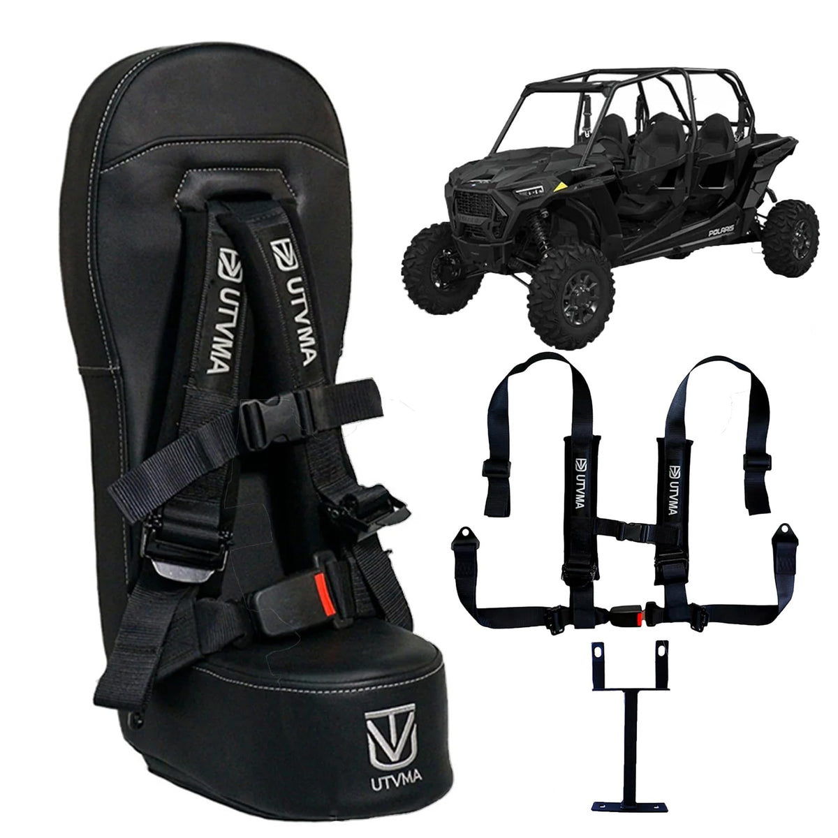 UTVMA bump seat front profile showing compact raised child seating and improved visibility