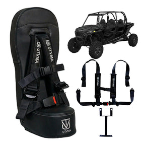 UTVMA bump seat front profile showing compact raised child seating and improved visibility
