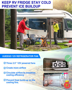 uueeGo operating inside RV fridge illustrating even airflow distribution