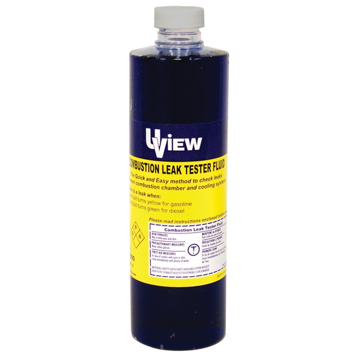 UView tester in use with 560500 fluid in a cooling system, clear color change detection benefit