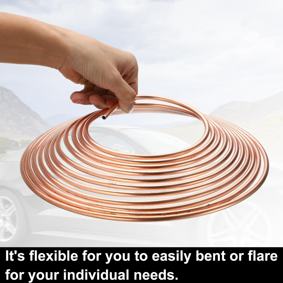 uxcell 25 ft roll coil laid out with tape measure showing ample length advantage