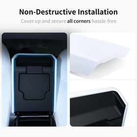 Uxcer armrest in a Tesla cabin lifestyle shot improving comfort and style