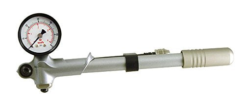 V-Factor black air shock pump front view showing gauge for accurate pressure