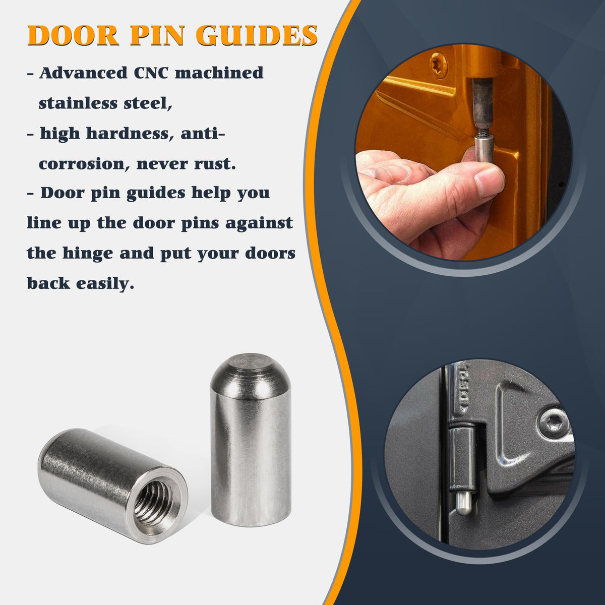 V-SEK ABS hinge liner detail showing durable molding and heat resistance benefits