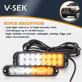 V-SEK lights mounted on truck grille showing synchronized flashes for improved roadside visibility