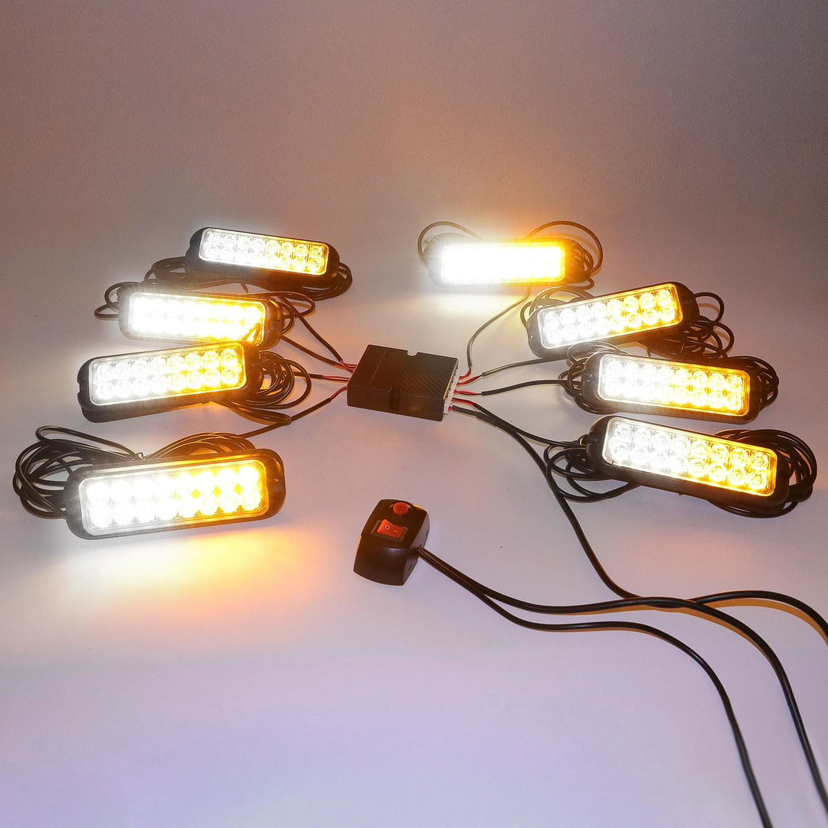 V-SEK nighttime demo showing amber-white strobe visibility for safety in low light