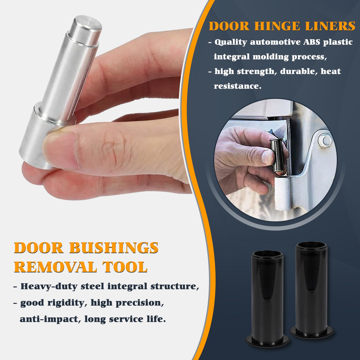 V-SEK pin guides installed on hinge demonstrating easier door alignment and smoother closing