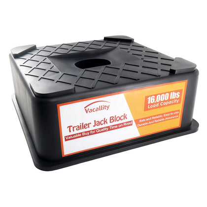 Vacallity front view showing jack block and load rating, adds stable base