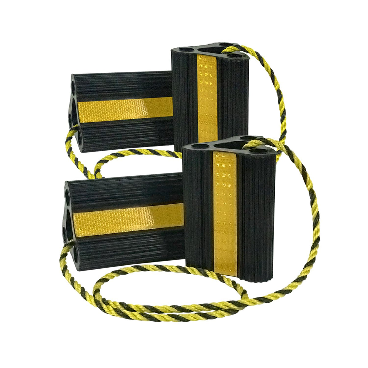 Vacallity front view showing chock pair and benefits for secure parking