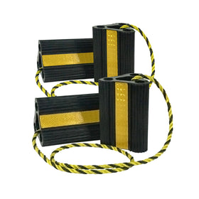 Vacallity front view showing chock pair and benefits for secure parking