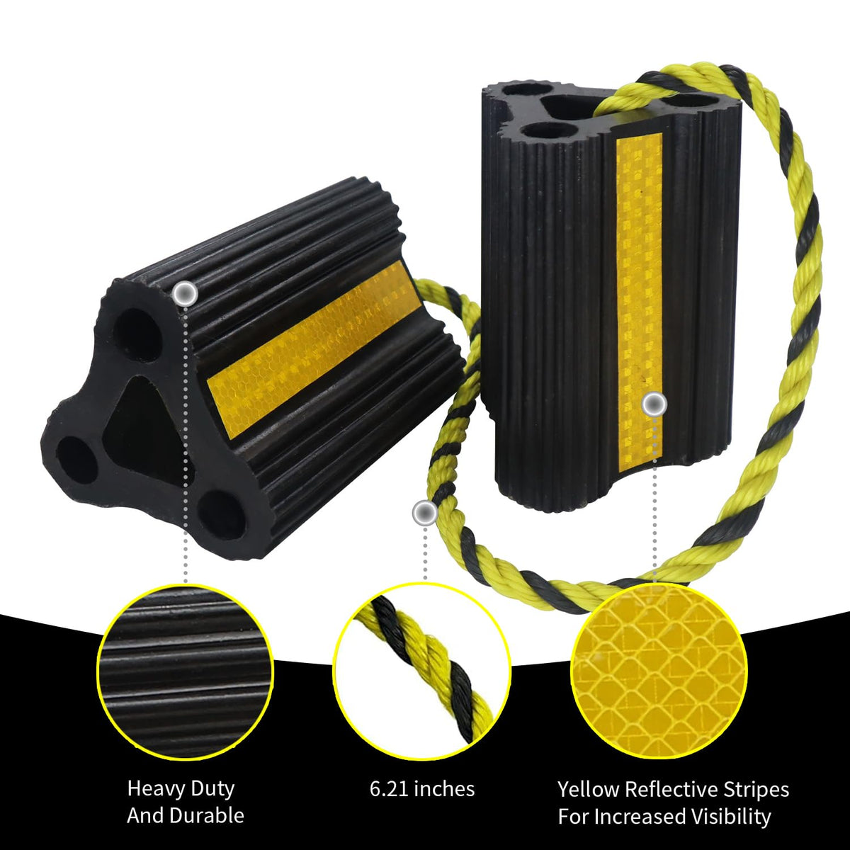 Vacallity chock beside a hand showing size and easy portability