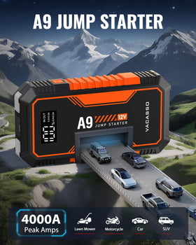 VACASSO A9 jump starting a car demonstrating reliable engine starting