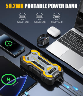 VACASSO jump starter connected to car battery demonstrating quick engine restart