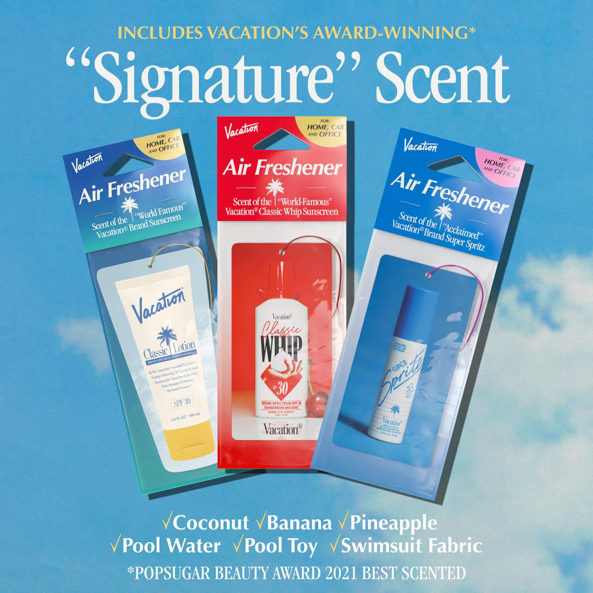 VACATION close-up of scented card texture highlights premium fragrance detail