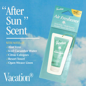 VACATION freshener in beach bag evokes sunny vibes and mood-boosting scent