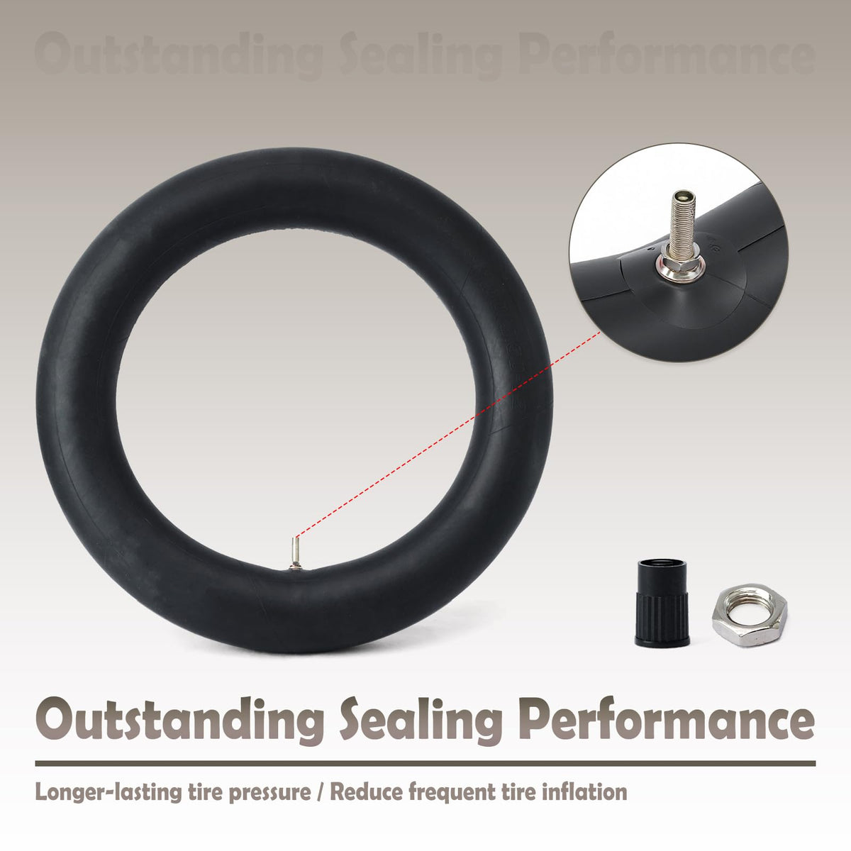 VAINELY inner tube beside ruler showing scale for accurate size verification