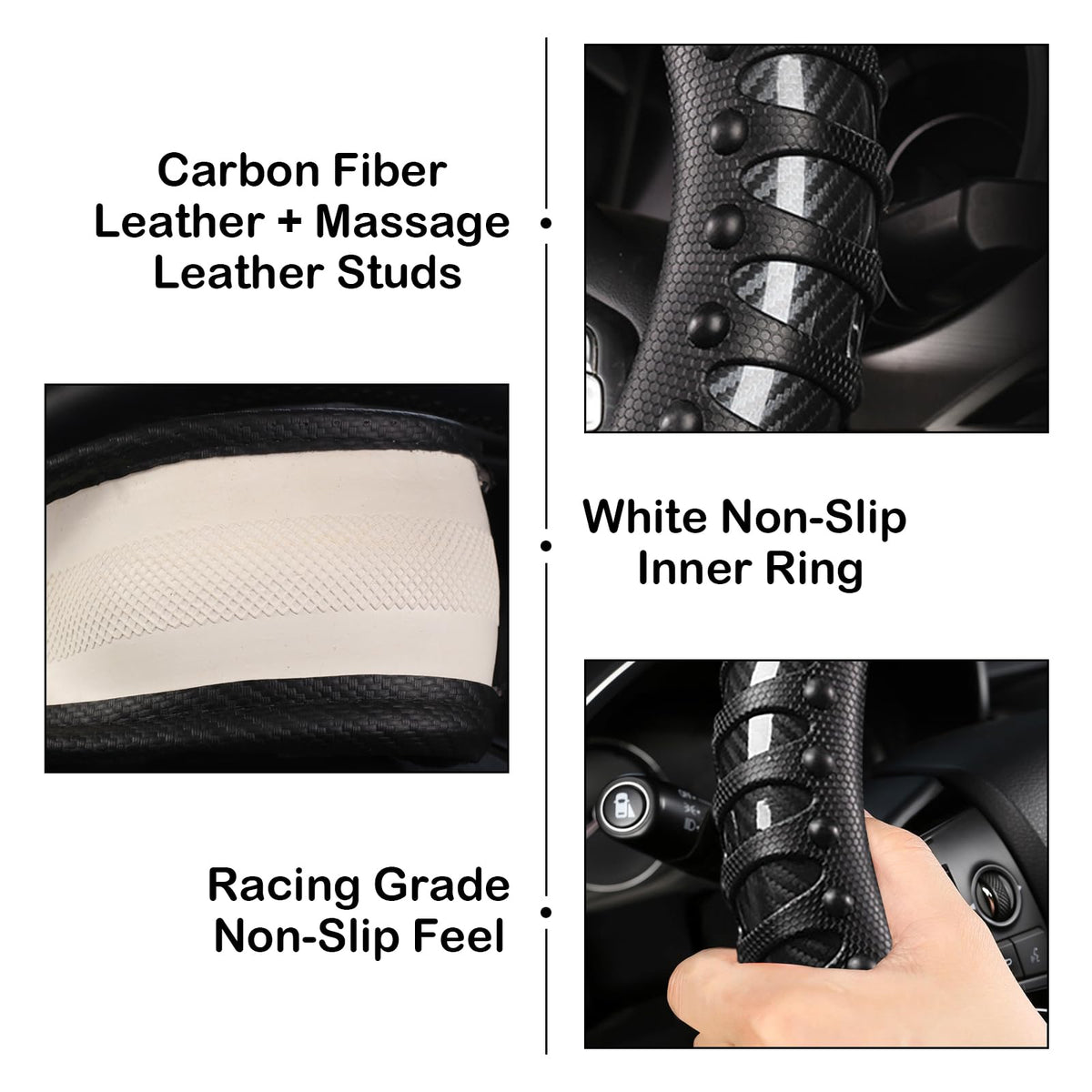 vaitarkli driver gripping the wheel cover, shows enhanced non-slip control and comfort