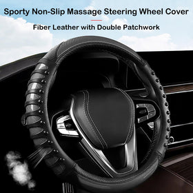 vaitarkli cover installed on steering wheel, demonstrates snug fit and improved appearance